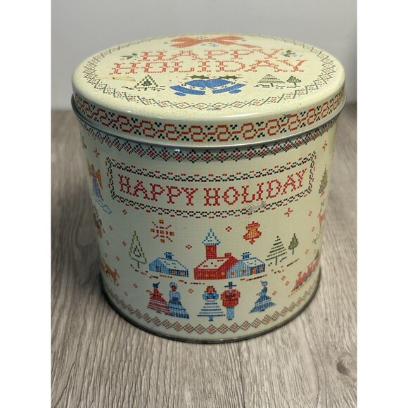 Set Of 3 Assorted Vintage Metal Christmas Tins Holidays Winter Victorian - Picture 3 of 14